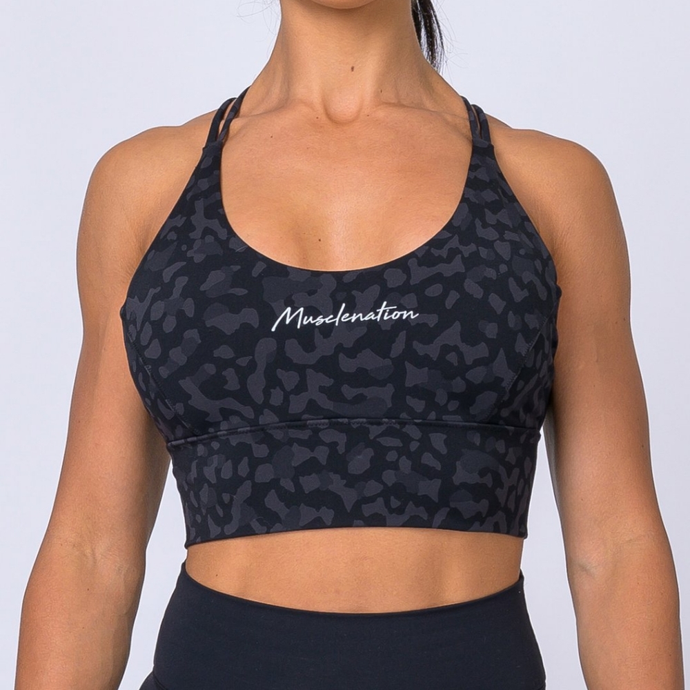 Muscle Nation - BUTTER MOTION BRA - BLACK LEOPARD
